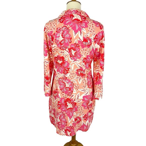 Sigrid Olsen Floral Hawaiian Print 3/4 Bell Sleeve Linen Blend Shift Dress 8 - Picture 3 of 11